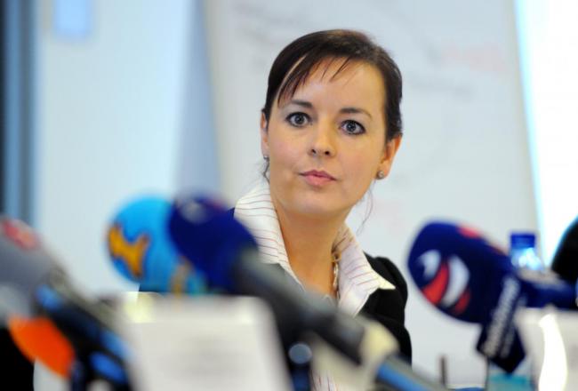 Na jedné z tiskových konferecí - mluvčí Hana Hejsková